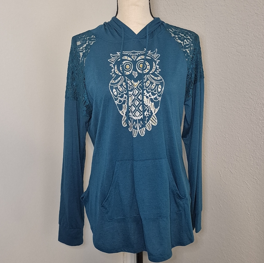 Teal Owl Graphic Women's Hoodie